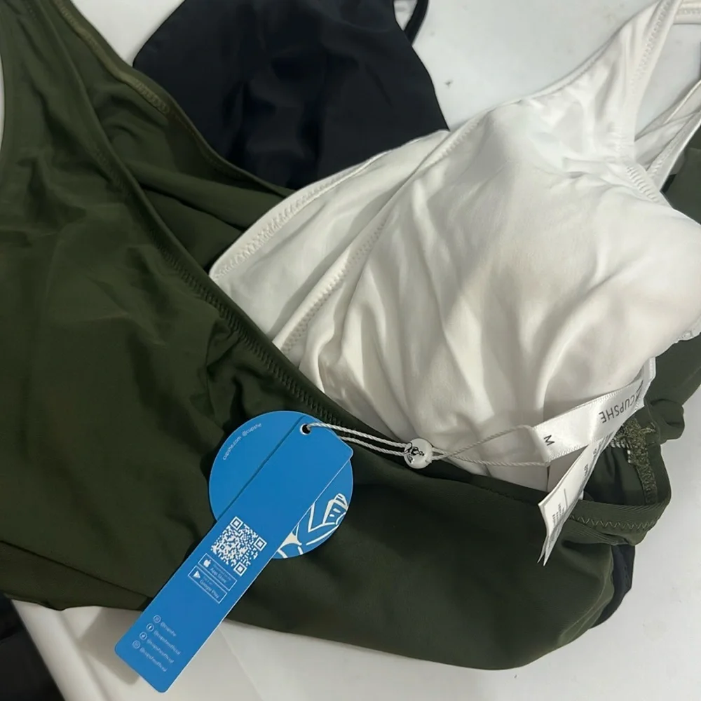 CUPSHE Women's One Piece Swimsuit Wrap Color‎ Block Tie Side Bathing Suit NWT - Picture 4 of 4